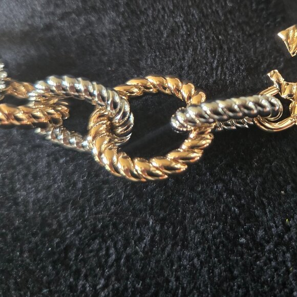 Tory Burch Gold and Silver Textured Rope Necklace - Picture 7 of 14